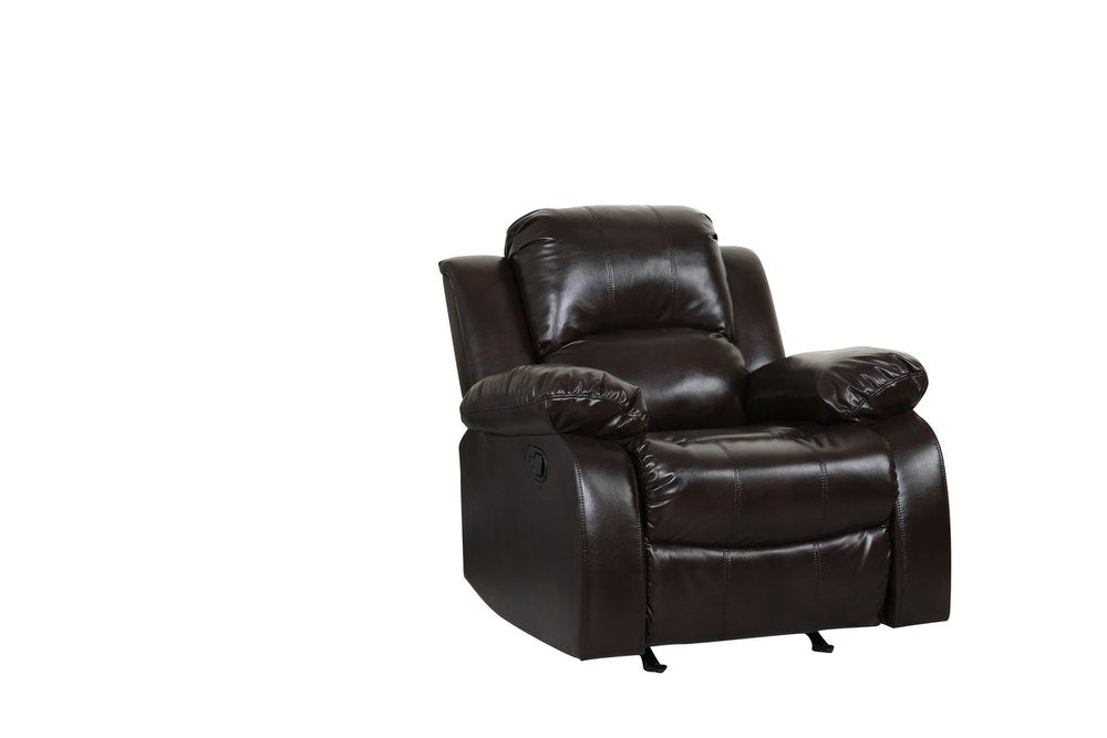 Brown Leather Match Manual Reclining Chair - Premium Comfort for Living Room Relaxation