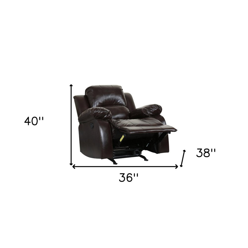 Brown Leather Match Manual Reclining Chair - Premium Comfort for Living Room Relaxation