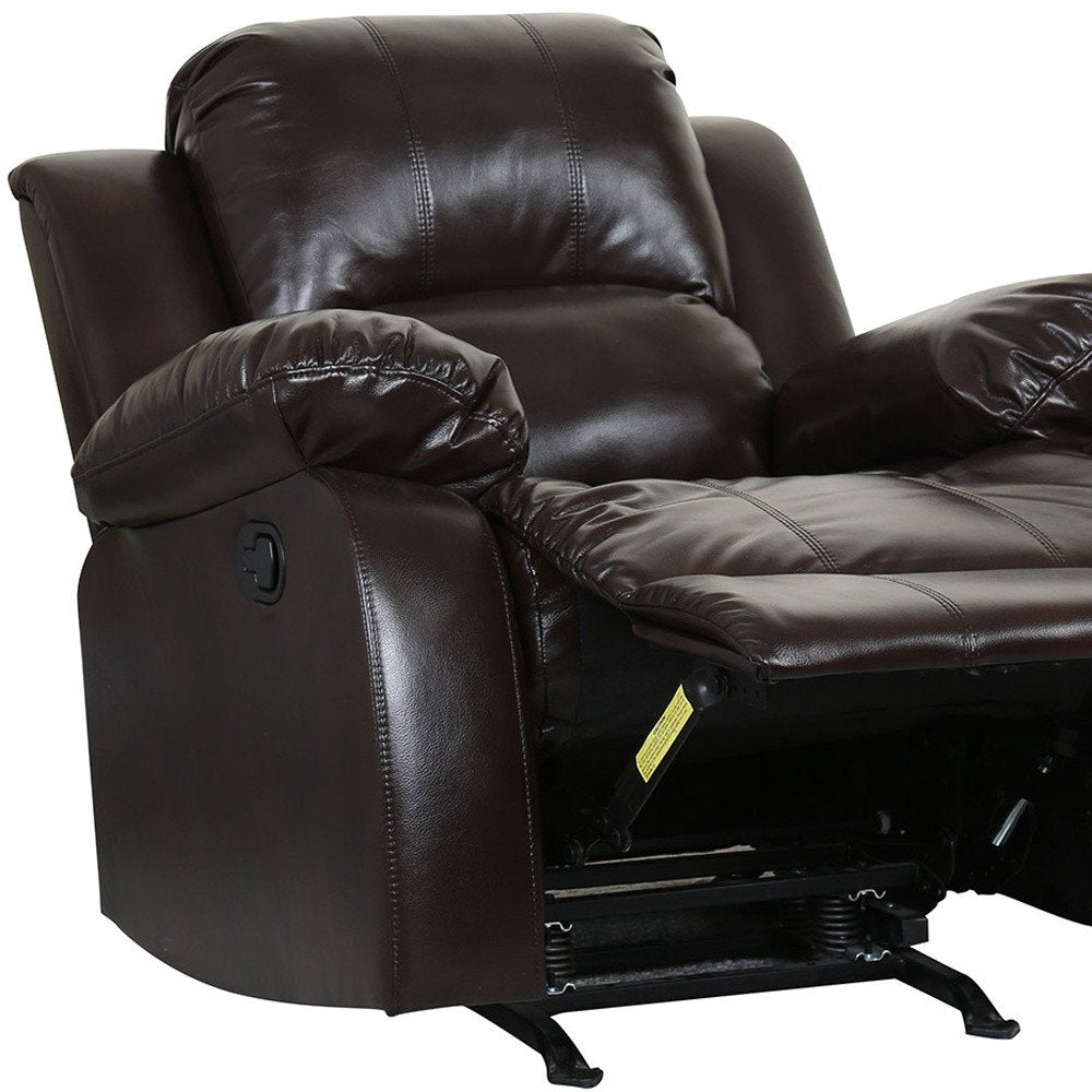 Brown Leather Match Manual Reclining Chair - Premium Comfort for Living Room Relaxation