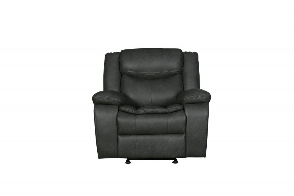Gray Leather Match Manual Reclining Chair - Premium Power Recliner for Living Room Comfort