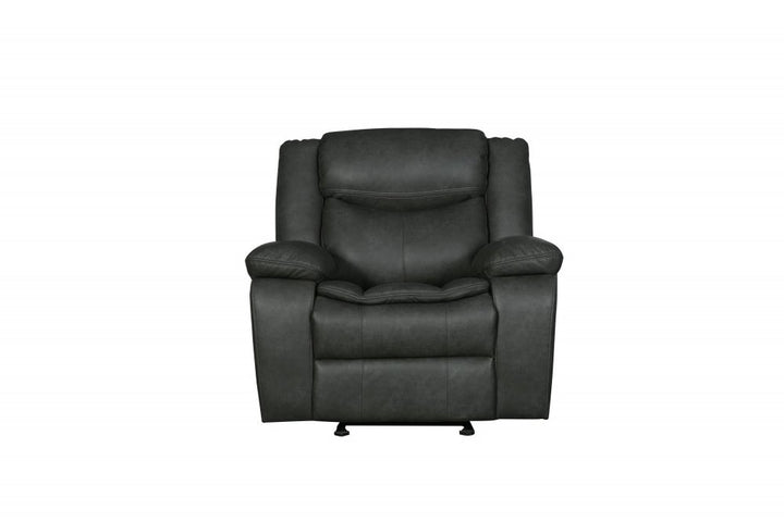 Gray Leather Match Manual Reclining Chair - Premium Power Recliner for Living Room Comfort