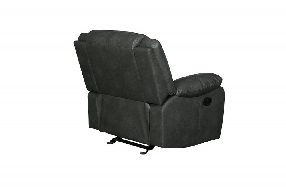 Gray Leather Match Manual Reclining Chair - Premium Power Recliner for Living Room Comfort