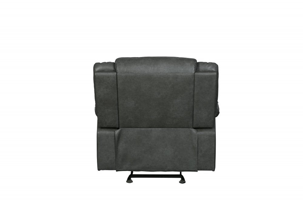 Gray Leather Match Manual Reclining Chair - Premium Power Recliner for Living Room Comfort