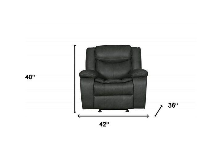 Gray Leather Match Manual Reclining Chair - Premium Power Recliner for Living Room Comfort
