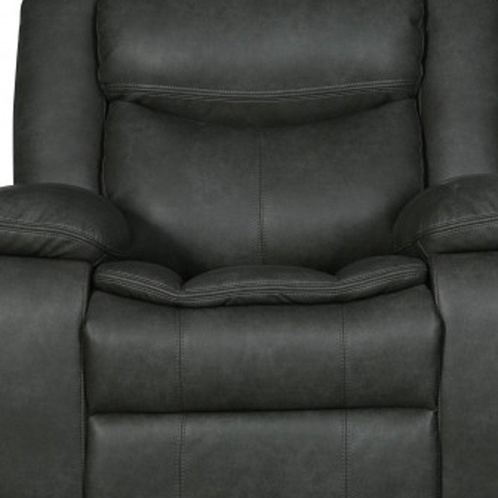 Gray Leather Match Manual Reclining Chair - Premium Power Recliner for Living Room Comfort