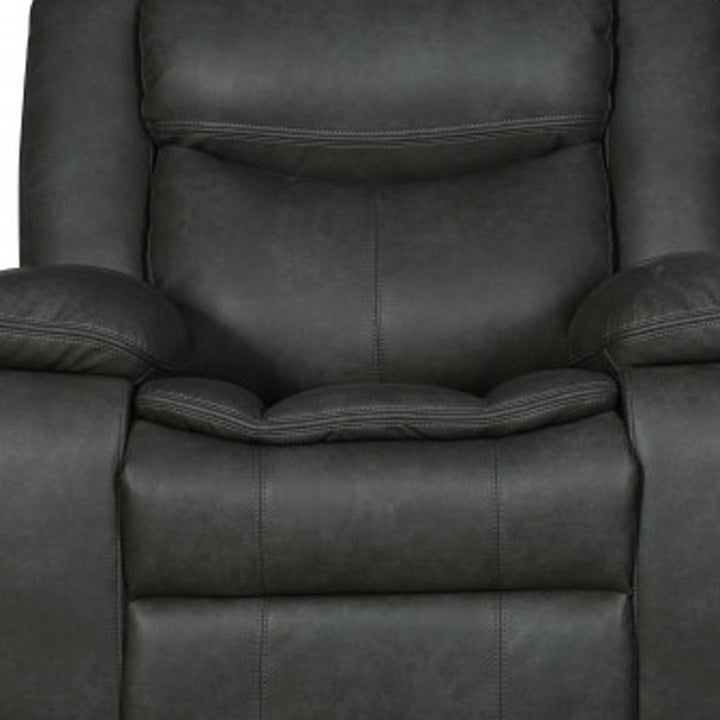 Gray Leather Match Manual Reclining Chair - Premium Power Recliner for Living Room Comfort