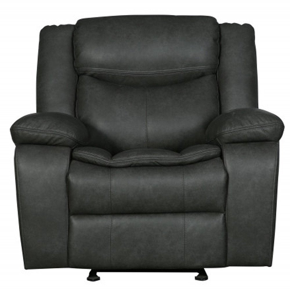Gray Leather Match Manual Reclining Chair - Premium Power Recliner for Living Room Comfort