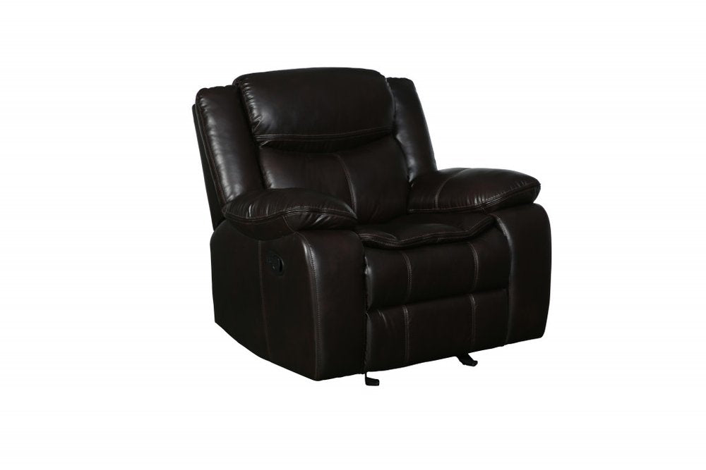 Brown Leather Manual Reclining Chair - Premium Comfort for TV Watching & Relaxation