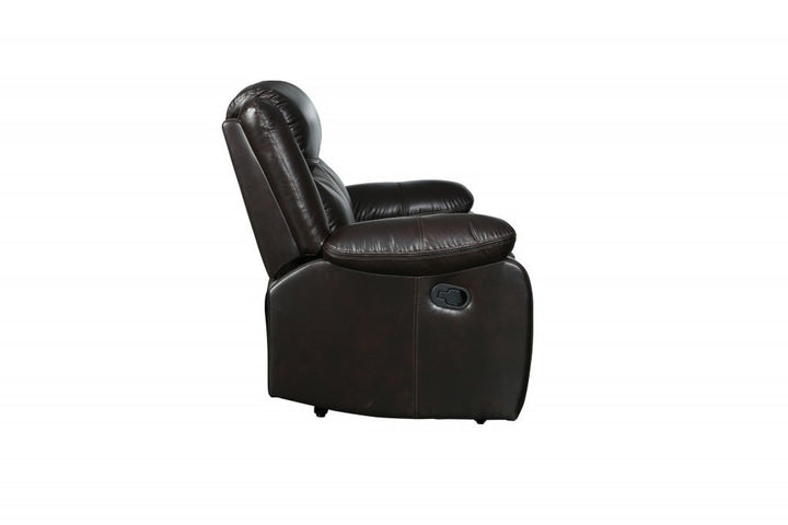 Brown Leather Manual Reclining Chair - Premium Comfort for TV Watching & Relaxation