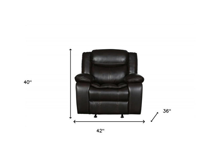 Brown Leather Manual Reclining Chair - Premium Comfort for TV Watching & Relaxation