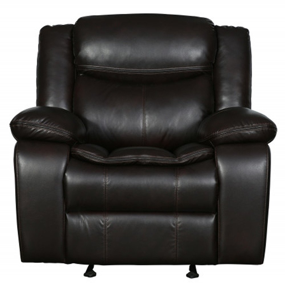 Brown Leather Manual Reclining Chair - Premium Comfort for TV Watching & Relaxation