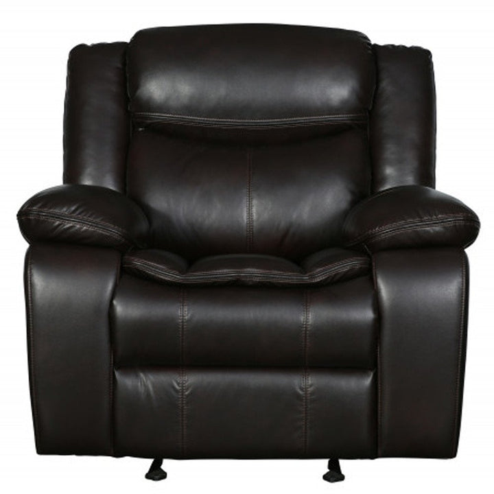 Brown Leather Manual Reclining Chair - Premium Comfort for TV Watching & Relaxation
