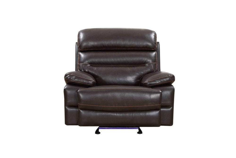 Brown Power Reclining Chair - Modern Leather Comfort with Full Recline