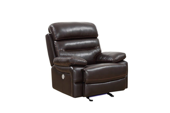 Brown Power Reclining Chair - Modern Leather Comfort with Full Recline