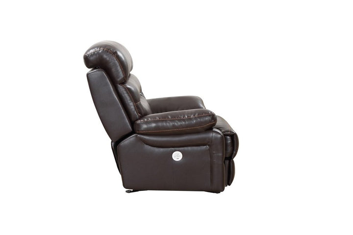Brown Power Reclining Chair - Modern Leather Comfort with Full Recline