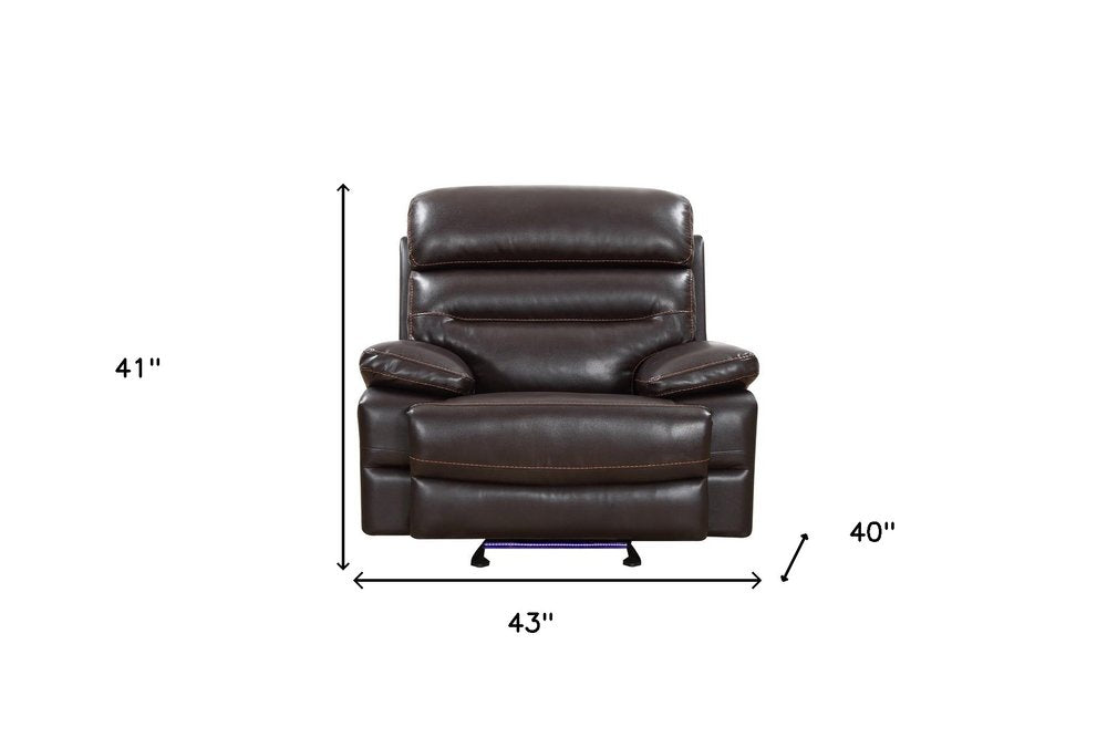 Brown Power Reclining Chair - Modern Leather Comfort with Full Recline