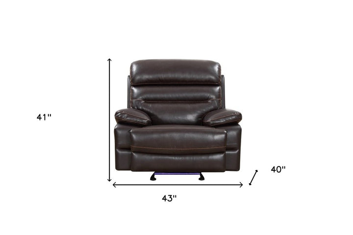 Brown Power Reclining Chair - Modern Leather Comfort with Full Recline