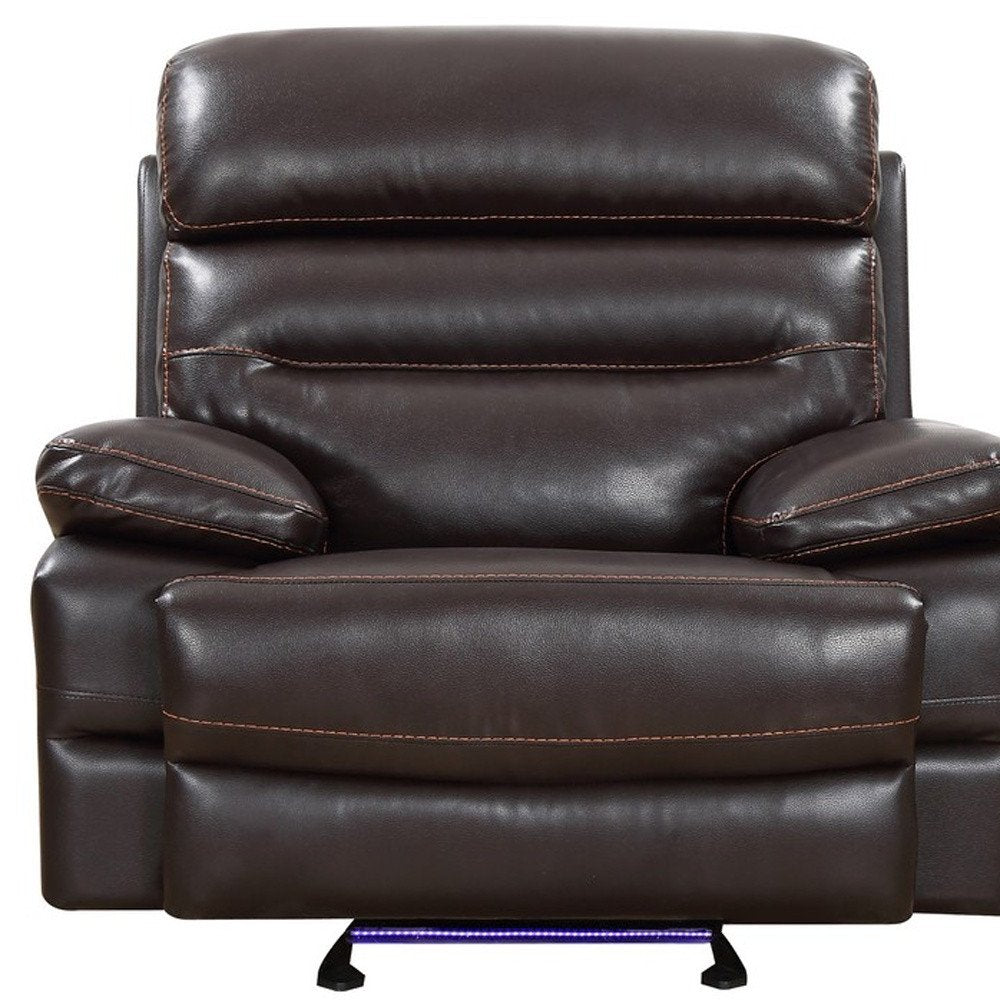 Brown Power Reclining Chair - Modern Leather Comfort with Full Recline