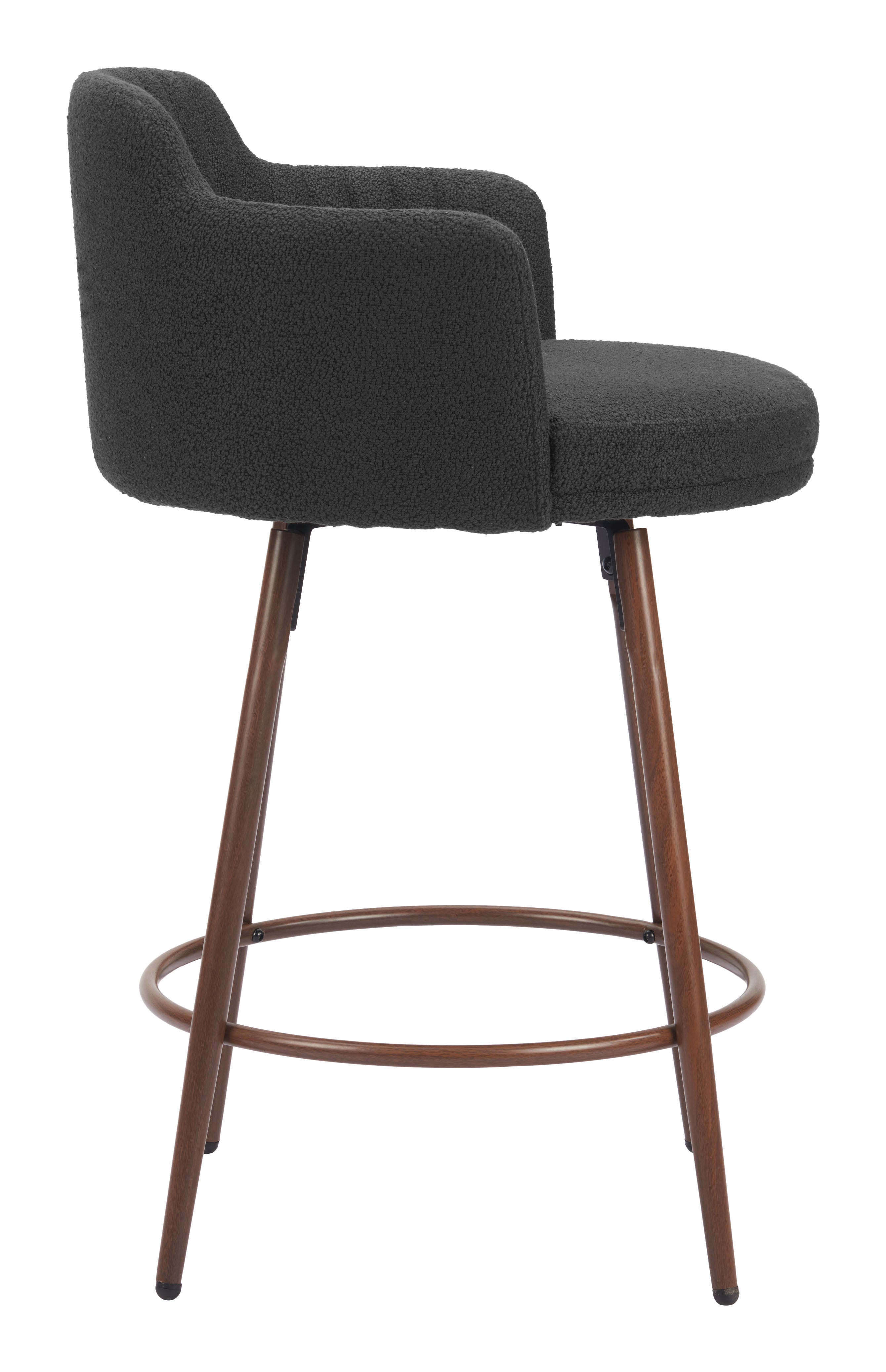 Kono Swivel Counter Stool Black & Walnut