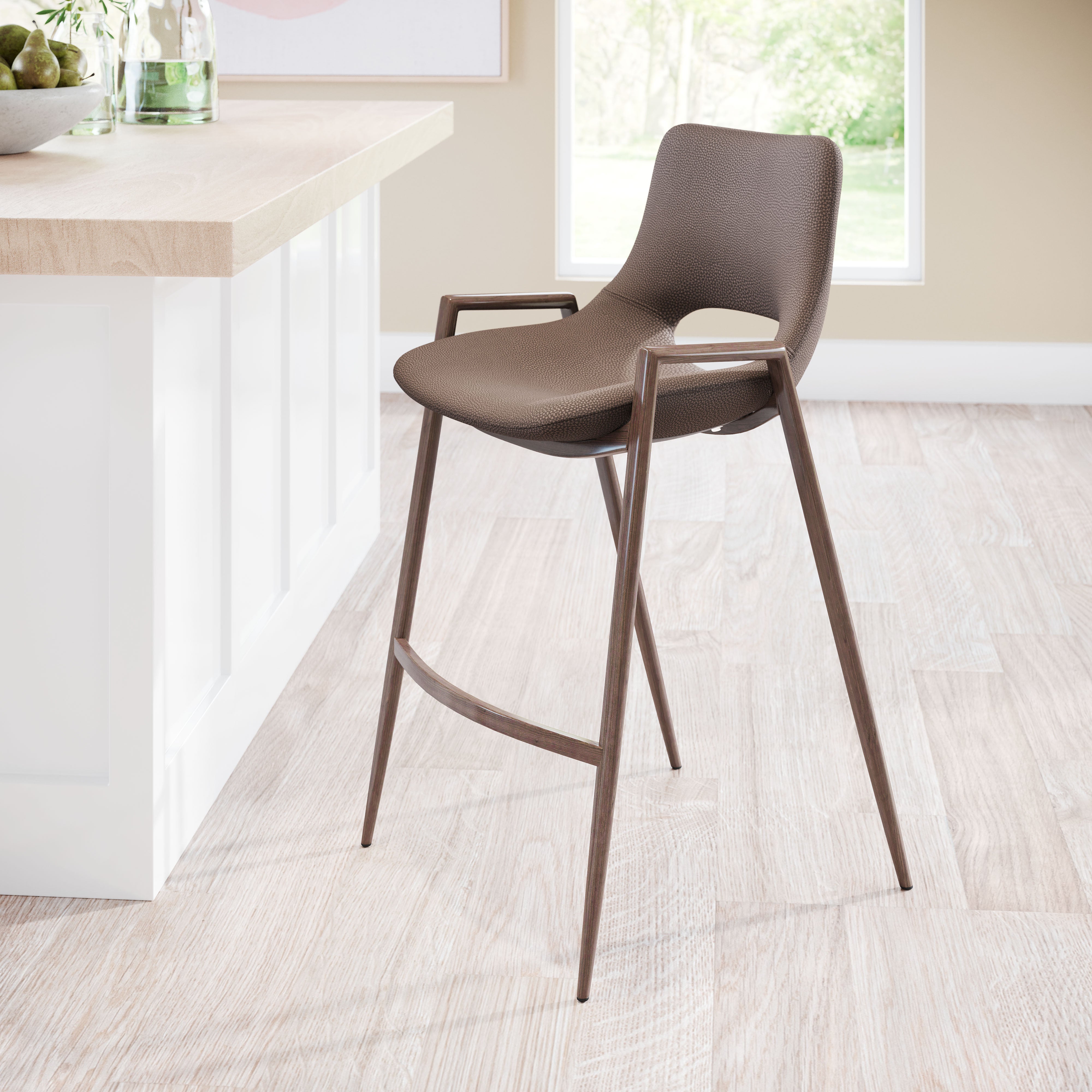 Desi Counter Stool Brown & Walnut