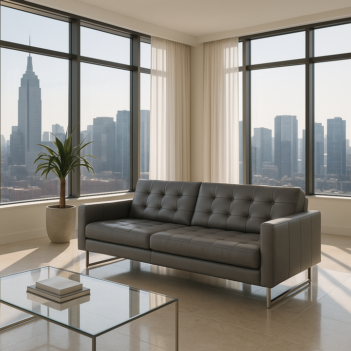 Elegant 80" Gray Faux Leather Sleeper Sofa with Silver Legs - Contemporary Comfort & Style