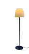 60" Black And White Floor Lamp With White Fabric Bowl Shade