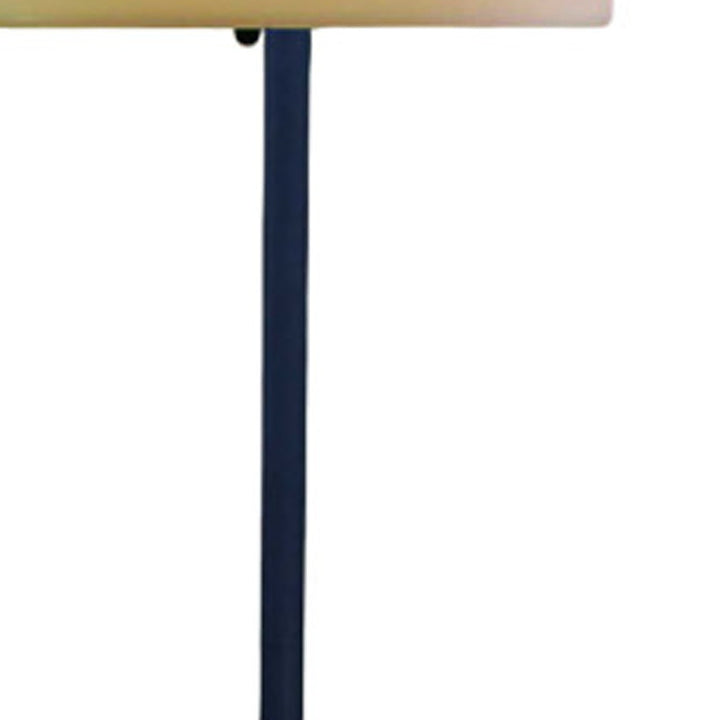 60" Black And White Floor Lamp With White Fabric Bowl Shade