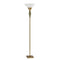 71" Brass Light Changing Torchiere Floor Lamp With White Fabric Cone Shade