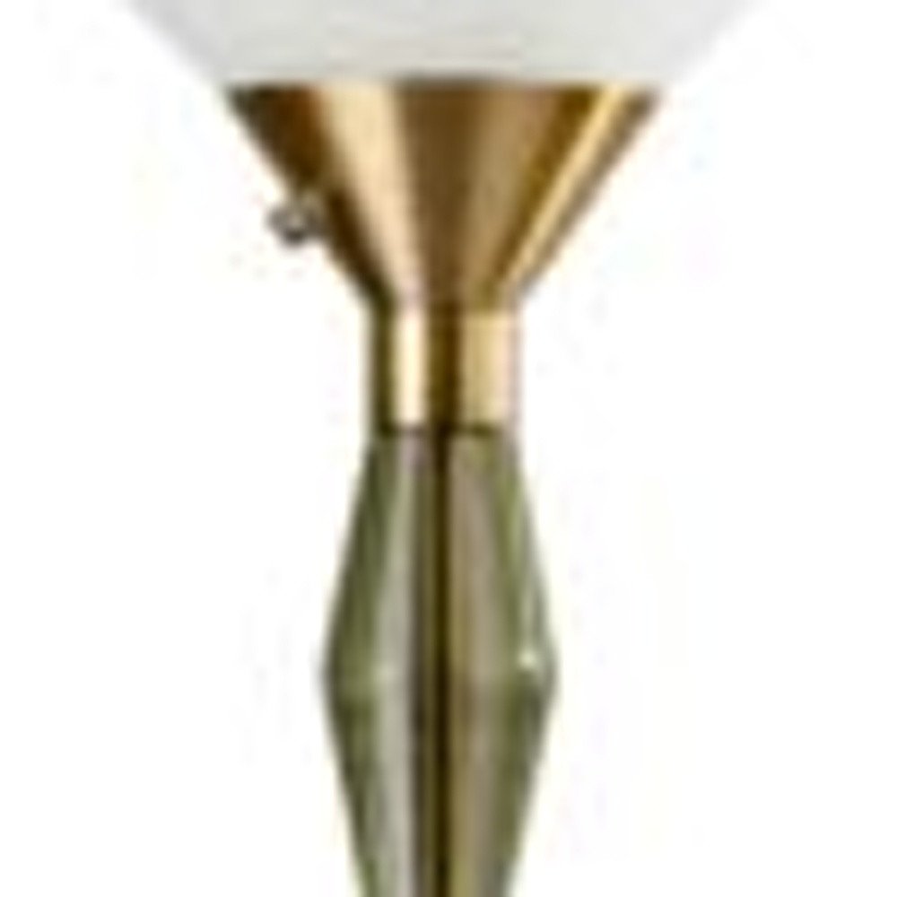 71" Brass Light Changing Torchiere Floor Lamp With White Fabric Cone Shade