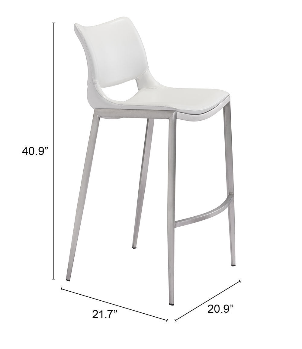 Ace Barstool White & Silver