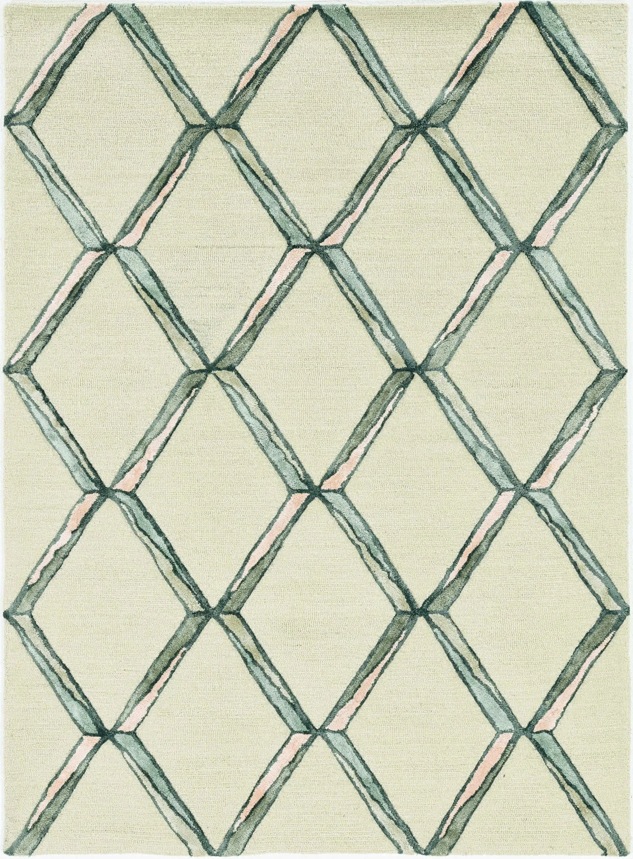 12' X 15' Cream Wool Geometric Hand Tufted Area Rug
