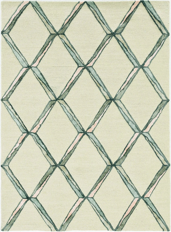 12' X 15' Cream Wool Geometric Hand Tufted Area Rug