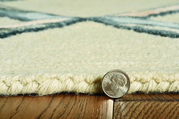 12' X 15' Cream Wool Geometric Hand Tufted Area Rug