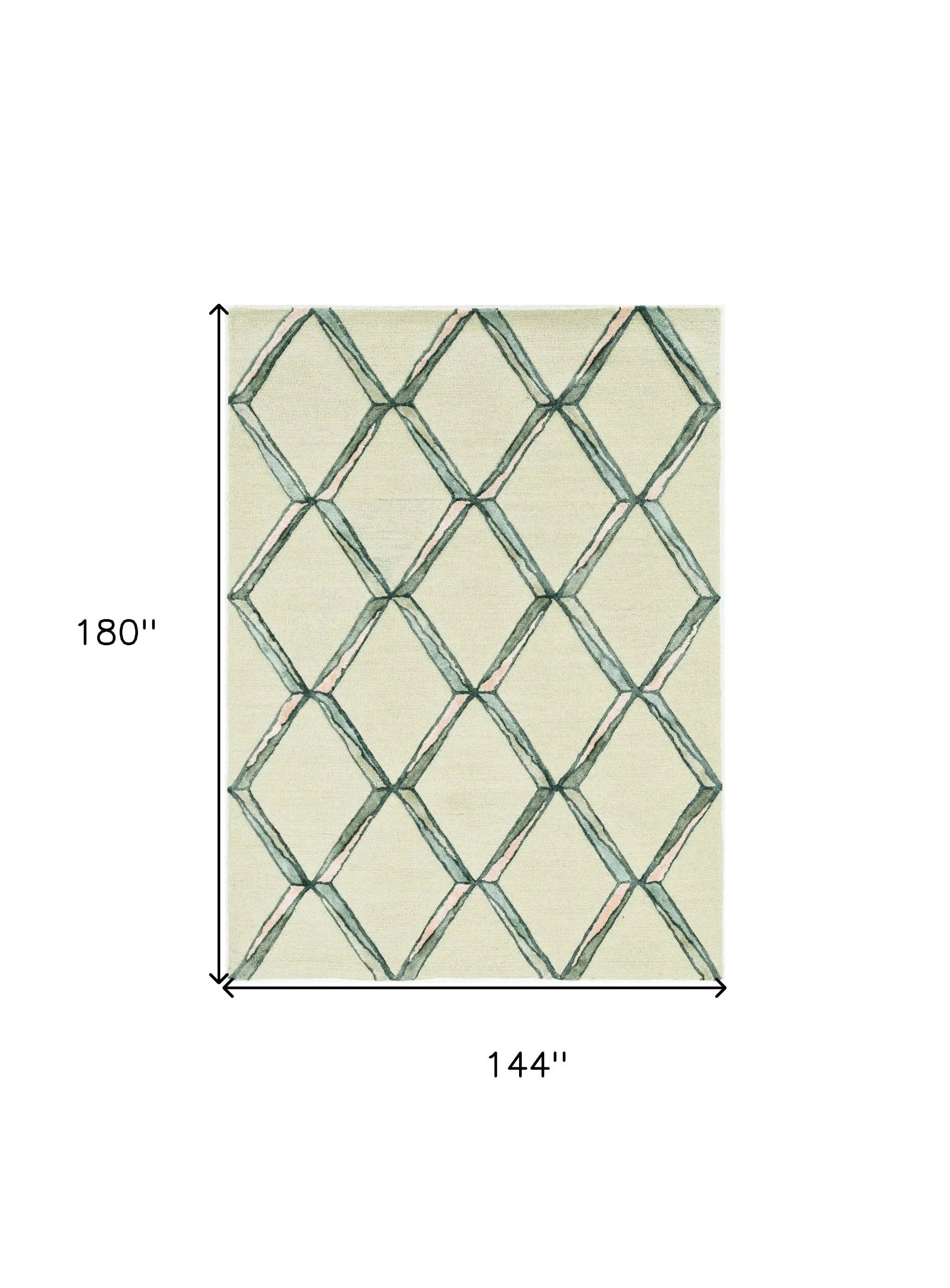 12' X 15' Cream Wool Geometric Hand Tufted Area Rug