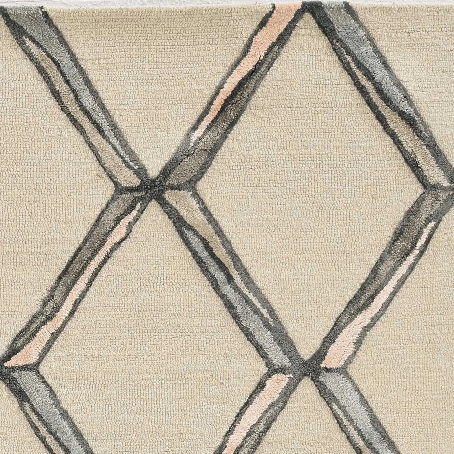12' X 15' Cream Wool Geometric Hand Tufted Area Rug
