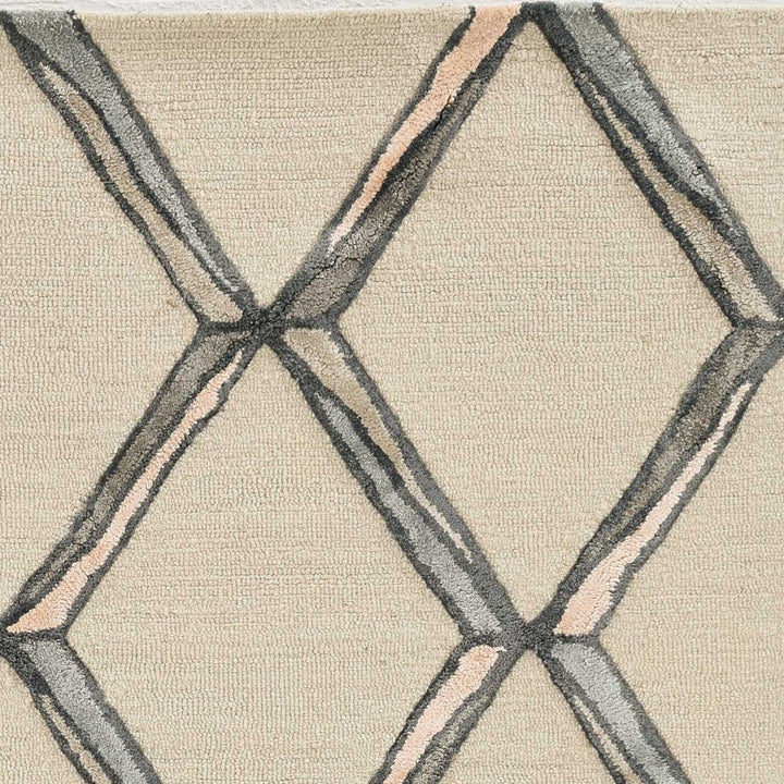 12' X 15' Cream And Aqua Wool Geometric Hand Tufted Area Rug
