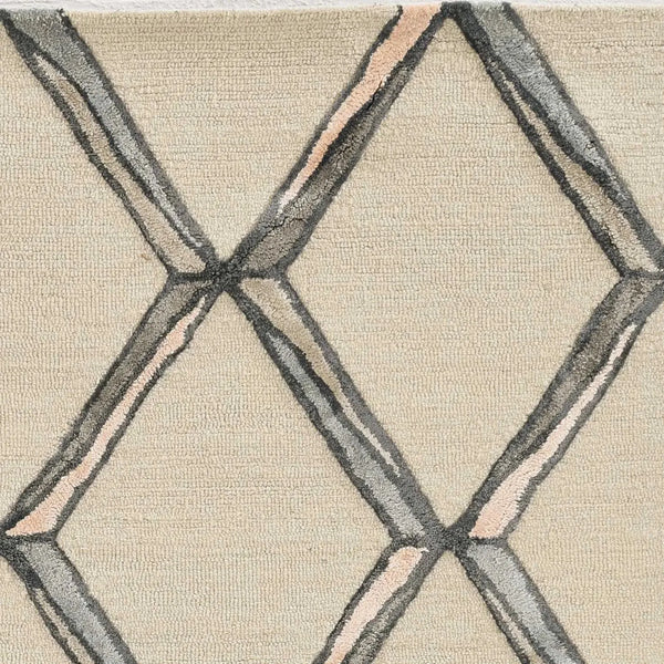 12' X 15' Cream Wool Geometric Hand Tufted Area Rug