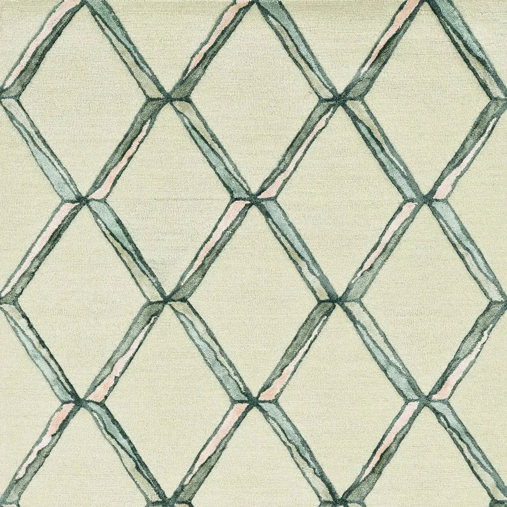 12' X 15' Cream Wool Geometric Hand Tufted Area Rug