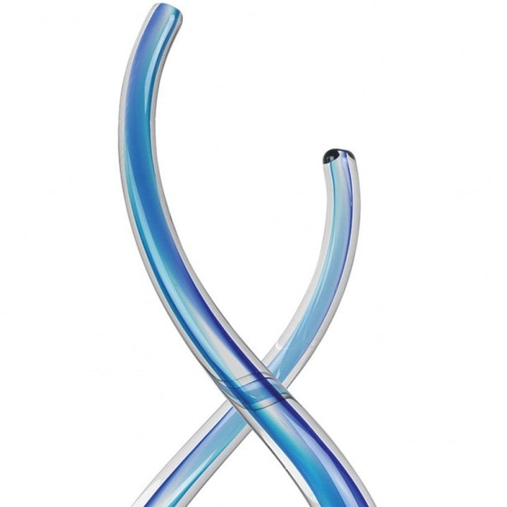 Premium 11" Clear and Blue Murano Glass Modern Abstract Tabletop Sculpture - Contemporary Artisan-Crafted Decorative Accent