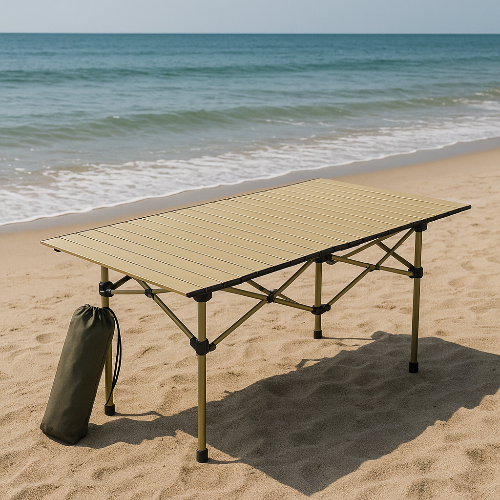 TrailMate Folding Carbon Steel Camping Table – Portable Roll-Up Picnic & BBQ Table with Carry Bag
