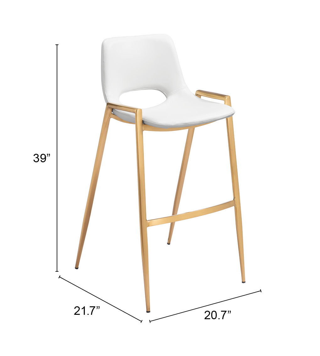 Desi Barstool White & Gold