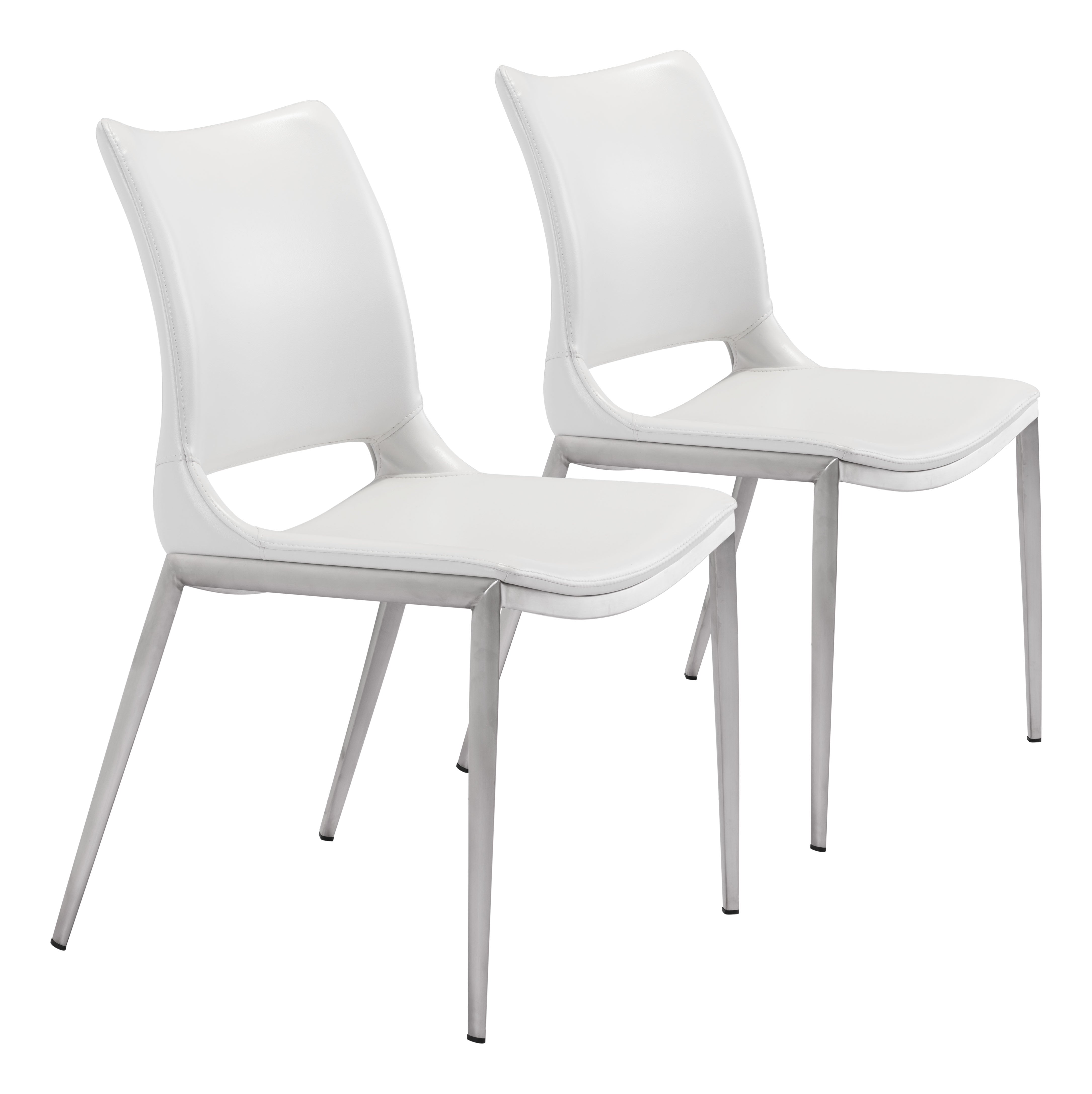 Ace Dining Chair White & Silver