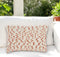 Premium 14" X 20" Coral and Beige Ribbed Indoor Outdoor Throw Pillow With Texture - Transitional Lumbar Support Design