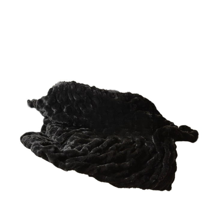 BlackVelvet Luxe Faux Fur Throw Blanket – Dramatic Plush Comfort | Contemporary Accent | Trufairs