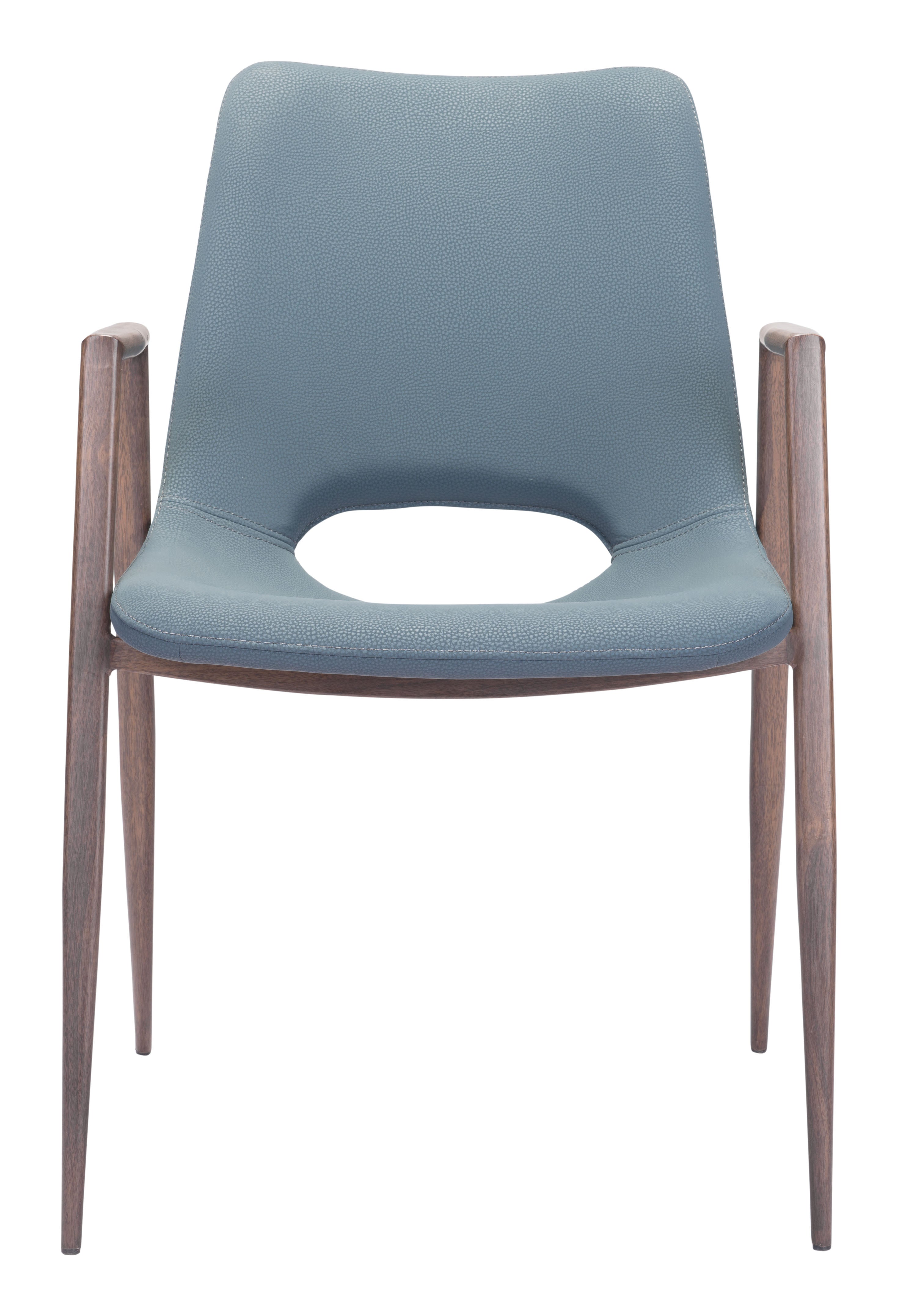 Desi Dining Chair Azure Gray & Walnut