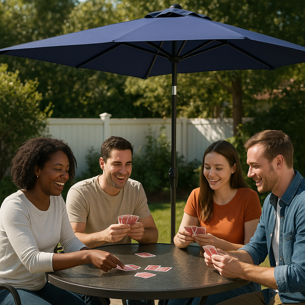 Navy Shade Pro - 9x5ft Rectangular Tilt Market Umbrella with Crank System