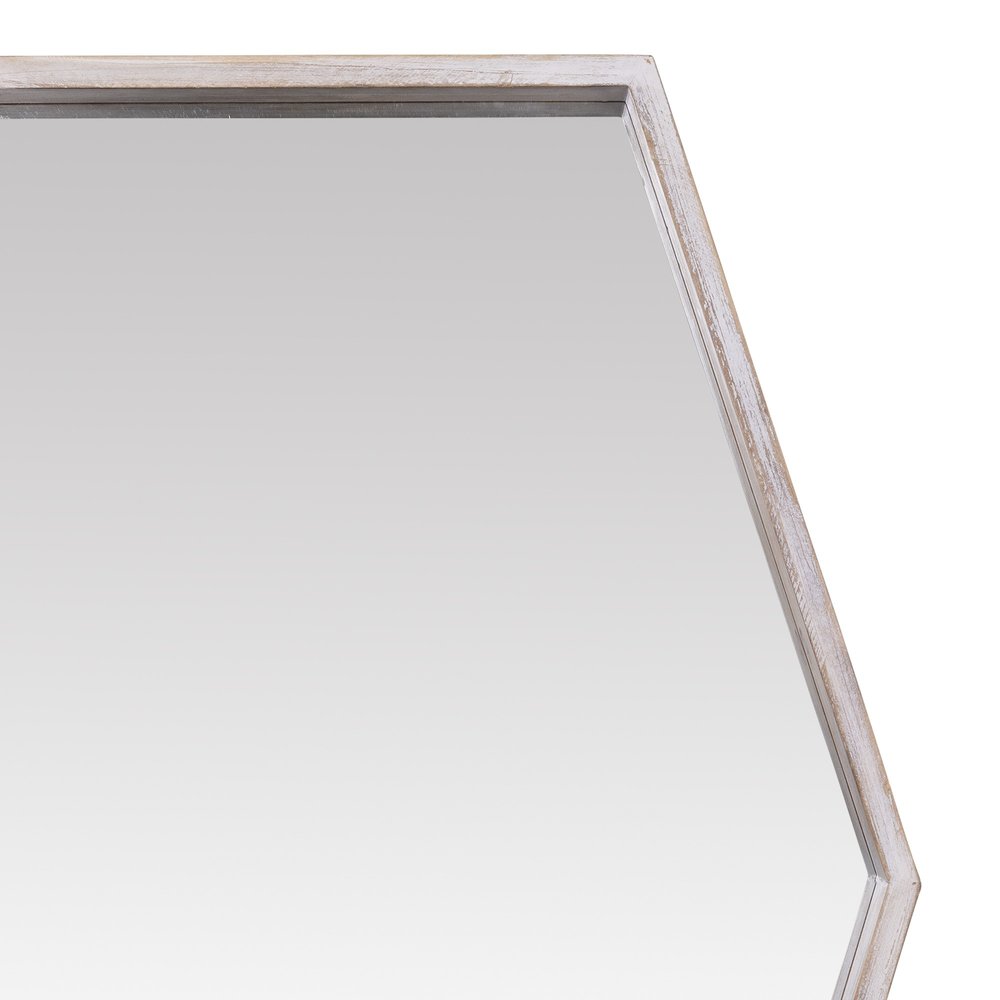 Wooden Hexagonal Wall Mirror