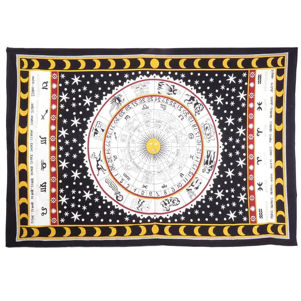 WhiteTwin Size Cotton Zodiac Wall Decor Tapesty