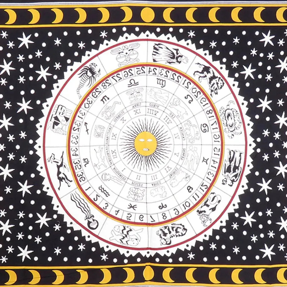 WhiteTwin Size Cotton Zodiac Wall Decor Tapesty