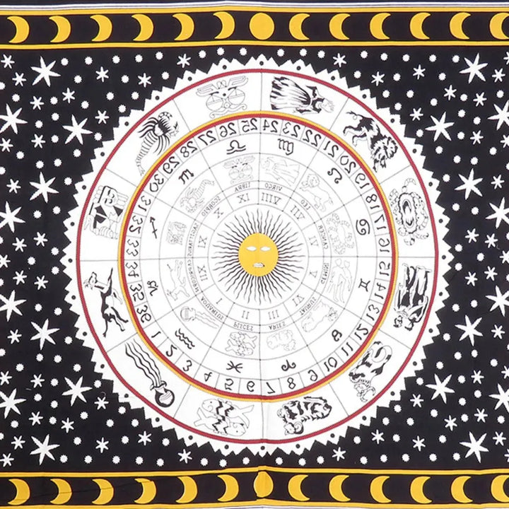 WhiteTwin Size Cotton Zodiac Wall Decor Tapesty